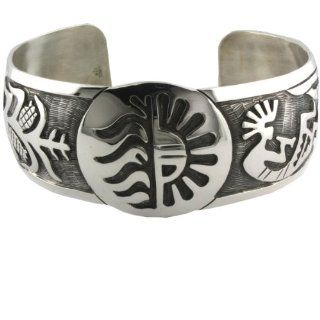 Sterling Silver Southwestern Style Men's Cuff Bracelet: Jewelry