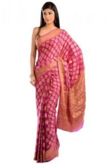 Chhabra 555 Womens Fuschia Banarasi Saree One Size: Clothing