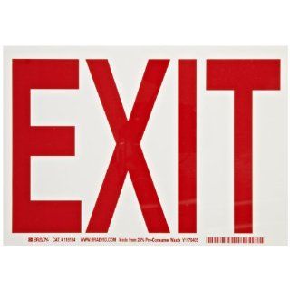Brady 118134 10" Width x 7" Height B 558 Pressure Sensitive, Red On White Color Sustainable Safety Sign, Legend "Exit": Industrial Warning Signs: Industrial & Scientific