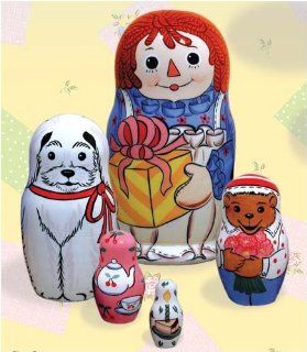 RAGGEDY ANN Birthday Russian Nesting Doll 5pc./6": Toys & Games