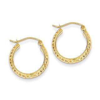 3.5mm, 14K Yellow Gold Diamond cut Hoops, 22mm (7/8") Hoop Earrings Jewelry