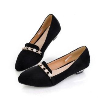 Charm Foot Fashion Rhinestone Womens Pump Low Heel Pointed Shoes: Shoes