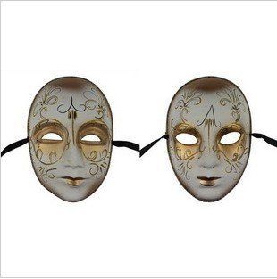 One pair Male and Female Halloween Christmas Sequin Venetian Mardi Gras Masquerade Fancy Mask: Toys & Games