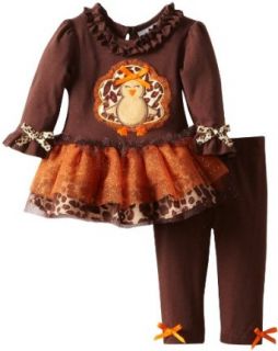 Rare Editions Baby Girls Newborn Turkey Applique Tutu Legging Set, Brown, 0 3 Months: Clothing