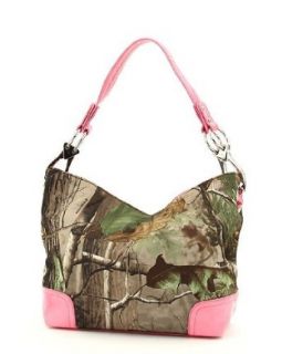 Real Tree Pink Camouflage Large Hobo Handbag: Shoulder Handbags: Clothing