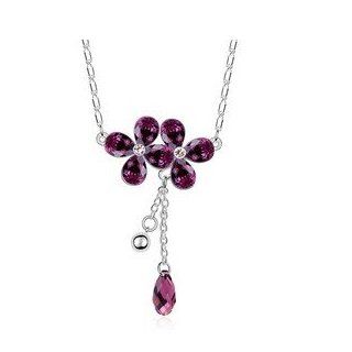 Charm Jewelry Swarovski Crystal Element 18k Gold Plated Purple Hanabusa Girl Elegant Fashion Necklace Z#559 Zg51e395: Pendant Necklaces: Jewelry