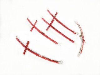 FightingLady 10pcs Gold Curved Side Ways Red Crystal Rhinestones Thin Silver Cross Bracelet Connector Beads Jewelry DIY