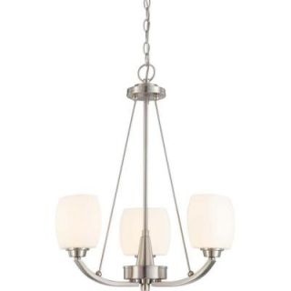 Glomar 3 Light Brushed Nickel Chandelier with Satin White Glass Shade HD 4185