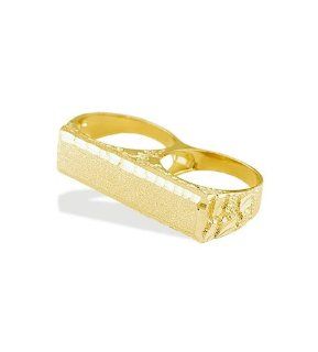 New Mens 14k Solid Yellow Gold Knuckle ID Nugget Ring: Jewelry