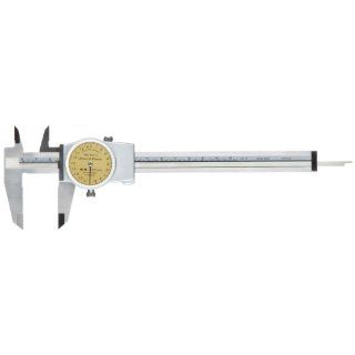 Brown & Sharpe 599 579 14 Dial Caliper, Stainless Steel, Yellow Face, 0 150mm Range, +/ 0.02mm Accuracy, 2mm Resolution, Meets DIN 862 Specifications: Industrial & Scientific