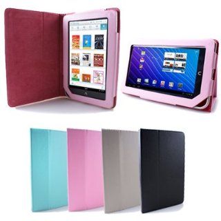 GMYLE(TM) Pink Leather Carrying Slim Perfect Fit Flip Folio Portfolio Book Style Case Cover Stand for the Nook Color & Nook Tablet 7 inch Android: Computers & Accessories