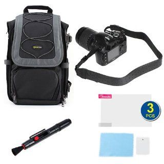 BIRUGEAR Lens Pen + Backpack Camera Bag + Black Shoulder Strap + 3pc LCD Screen Protector for Canon EOS Rebel T3, T3i; Nikon COOLPIX P500, D5100; Sony HX100V, A580, A560 and All Large DSLR Camera : Camera Cases : Camera & Photo