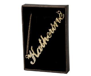 Name Necklaces Katherine   Personalized Necklace Gold Plated 18K, Belcher Chain, 2mm Thick: Zacria: Jewelry