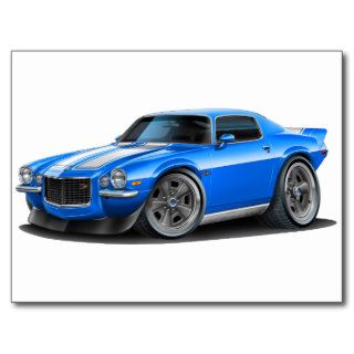 1970 73 Camaro Blu/Wht Car Post Card