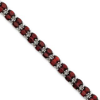 Sterling Silver Garnet Bracelet: Link Charm Bracelets: Jewelry