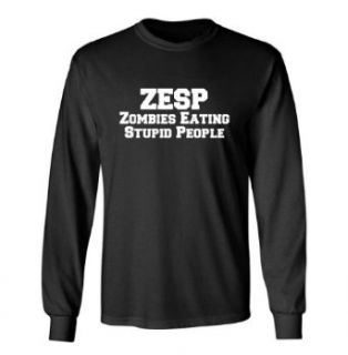 ZESP   Zombies Eating Stupid People Kids Long Sleeve T Shirt (Black,Kids Small): Clothing