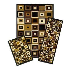 Capri Southwest Tiles 3 Piece Set Contains 5 ft. x 7 ft. Area Rug, Matching 22 in. x 59 in. Runner and 22 in. x 31 in. Mat 5444/373 1