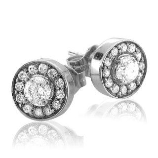 14k White Gold Cluster Diamond Earrings Studs (GH, I1 I2, 0.45 carat): Diamond Delight: Jewelry