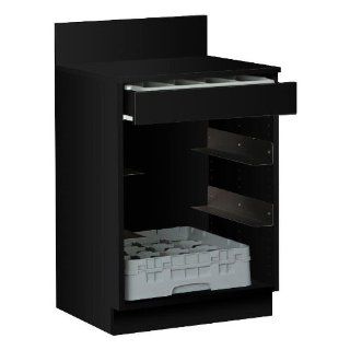 Black Waitress Station 2' Long with Drawer and 4 Adjustable Stainless Steel Rack Holders   Kitchen Storage And Organization Products