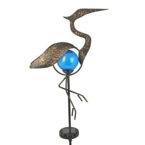 Moonrays Outdoor Antique Bronze Solar Powered Color Changing LED Forward Facing Crane Stake Light DISCONTINUED 92221