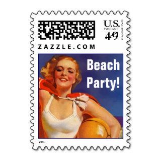 Retro Day At The Beach Announce Your Party Stamps