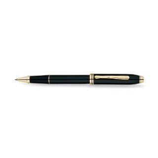 Cross Townsend, Black Lacquer, Selectip Rolling Ball Pen, with 23 Karat Gold Plated Appointments (575)