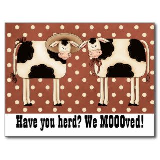 Have You Herd? We Moooved Cute COW couple Postcards