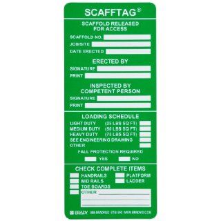 Brady SCAF STSI593 7 5/8" Height, 3 1/4" Width, Polyester, Green Color Scafftag Inspection Inserts (Pack Of 100): Industrial Lockout Tagout Tags: Industrial & Scientific