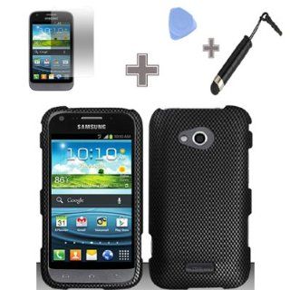 Rubberized Black Grey Carbon Fiber Check Snap on Design Case Hard Case Skin Cover Faceplate with Screen Protector, Case Opener and Stylus Pen for Samsung Galaxy Victory 4G LTE L300   Sprint: Cell Phones & Accessories
