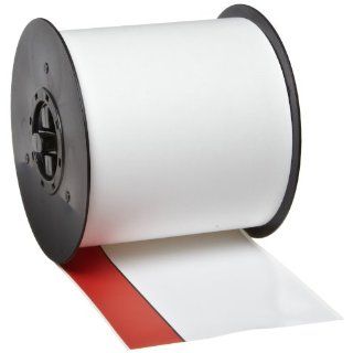 Brady 113221 MiniMark 100' Length x 4" Width, B 595 Vinyl, White Indoor/Outdoor Industrial Label Printer Preprinted Red Stripe Tape: Industrial & Scientific