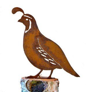 Elegant Garden Design Male Quail, Steel Silhouette with Rusty Patina: Toys & Games