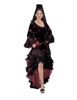 Women's Small Black Spanish Dancer Costume Dress: Clothing