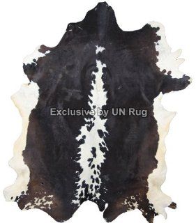 UN Rug   Organic Cowhide Rug  Black, Brown  New Cow Skin, Cow Hide Skin Leather   C70   Area Rugs