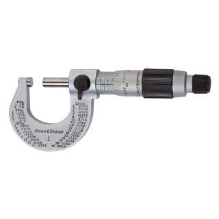 Brown & Sharpe 599 1 32 Chrome Framed Outside Micrometer, Convertible Thimble, 0 1" Range, 0.0001" Graduation, +/ 0.004mm Accuracy, Straight/Line Graduations: Brown And Sharpe Micrometer: Industrial & Scientific