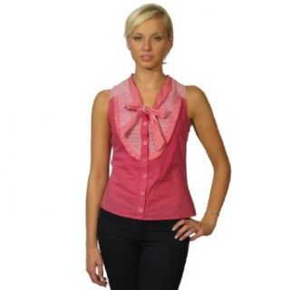 599fashion Sleeveless button down sailor style top w/decorative front tie bow  id.22810 Large at  Womens Clothing store