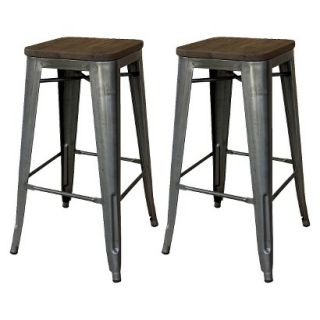 Counter Stool: Threshold Hampden 24 Metal Industrial Couterstool with Wood Top