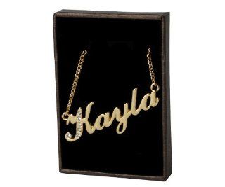 Name Necklaces Kayla   Personalized Necklace Gold Plated 18K, Belcher Chain, 2mm Thick: Zacria: Jewelry