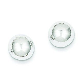 14K White Gold Ball Stud Earrings Ear Jewelry: Jewelry