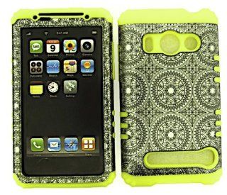 Cell Phone Skin Case Cover For Htc Evo 4g A9292 Gray Circles    Yellow Rubber Skin + Hard Case: Cell Phones & Accessories