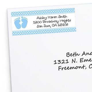 Baby Feet Blue   30 Personalized Baby Shower Return Address Labels: Toys & Games