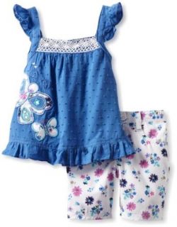 Nannette Girls 2 6X 2 Piece Woven Top And Short, Blue, 3T: Clothing
