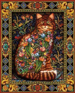White Mountain Puzzles Tapestry Cat   1000 Piece Jigsaw Puzzle: Toys & Games