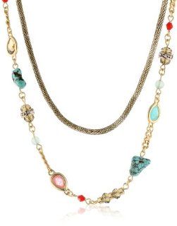 Martine Wester Jewelry Turquoise Colored and Rose Double Row Necklace, 21.5": Jewelry