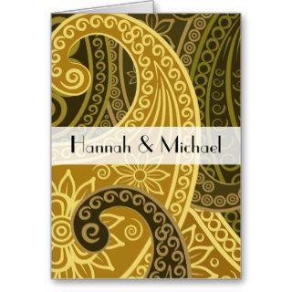 Wedding   Persian Paisley, Flowers   Green Yellow Greeting Card