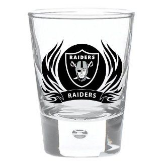 Oakland Raiders 2 oz Round Shot Glass Tribal Flames Officially Licensed Team Logo NFL Football  Sports Fan Shot Glasses  Sports & Outdoors