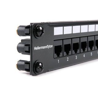 Hellermann Tyton PP110C624RS Category 6 24 Port Patch Panel With Rack Snaps, 1U, Black: Industrial & Scientific