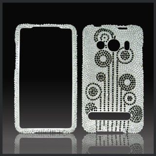 Abstract Flowers on Silver "Cristalina" crystal bling rhinestone diamond case cover for HTC Evo 4G: Cell Phones & Accessories
