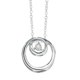 DiAura Sterling Silver Diamond Accent Double Circle Pendant Necklace: Jewelry
