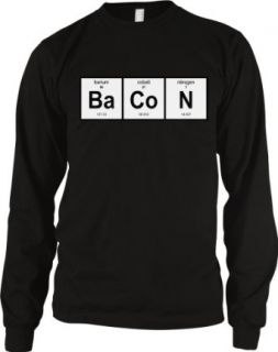 Periodic Table Bacon Men's Long Sleeve Thermal, Barium, Cobalt, Nitrogen Funny Bacon Elements Design Men's Thermal Shirt: Novelty T Shirts: Clothing