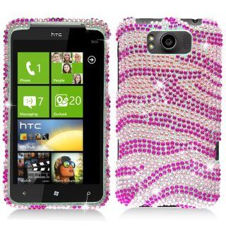 Hard Plastic Snap on Cover Fits HTC X310 X310e Titan Hot Pink Zebra Full Diamond AT&T: Cell Phones & Accessories